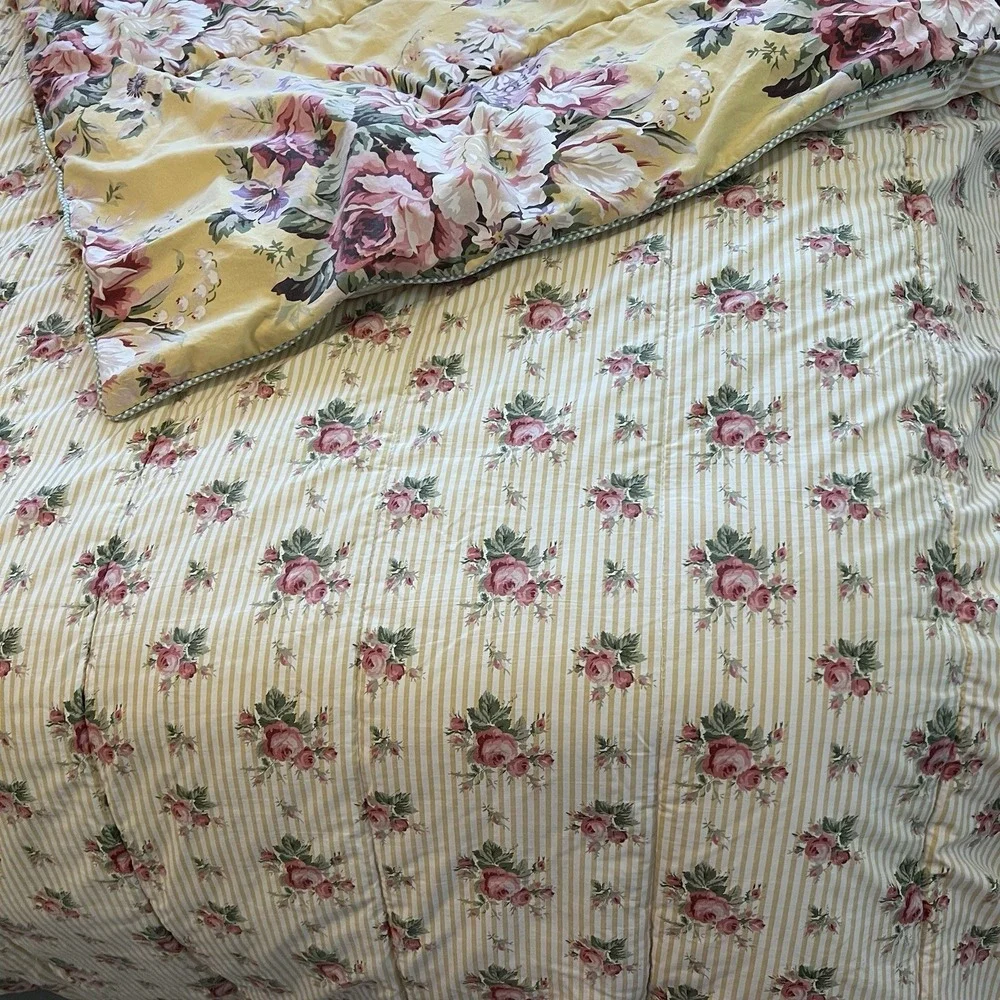 Vtg Ralph Lauren Sophie Brooke Quilted Queen Comforter Cabbage Rose
